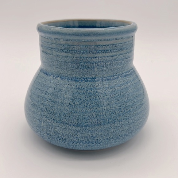 Handmade Pottery Oversized Blue Ceramic Mug with Wide Base and Handle - Picture 2 of 10